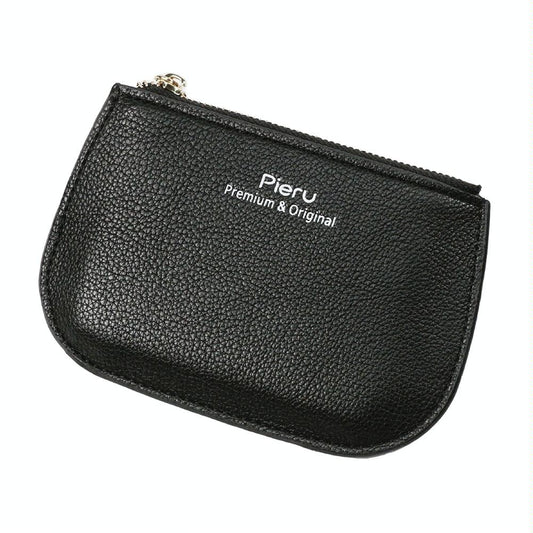 Ultra Thin Zippered Mini Wallet For Women Compact Coin Purse - Black