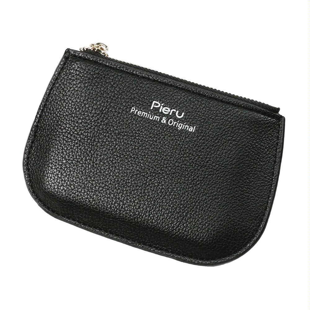Ultra Thin Zippered Mini Wallet For Women Compact Coin Purse - Black