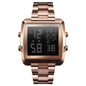 Vintage Gold Steel Square Watch - Waterproof & Luminous - Rose Gold