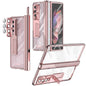 For Samsung Galaxy Z Fold4 5G Magnetic Phone Case With Holder - Plating Finish - Rose Gold