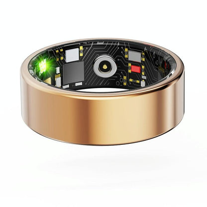 Smart Ring With Heart Rate Blood Oxygen Sleep & Sports Modes - Size 8 - Gold