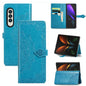Embossed Mandala Leather Phone Case for Samsung Galaxy z Fold 4 - Blue