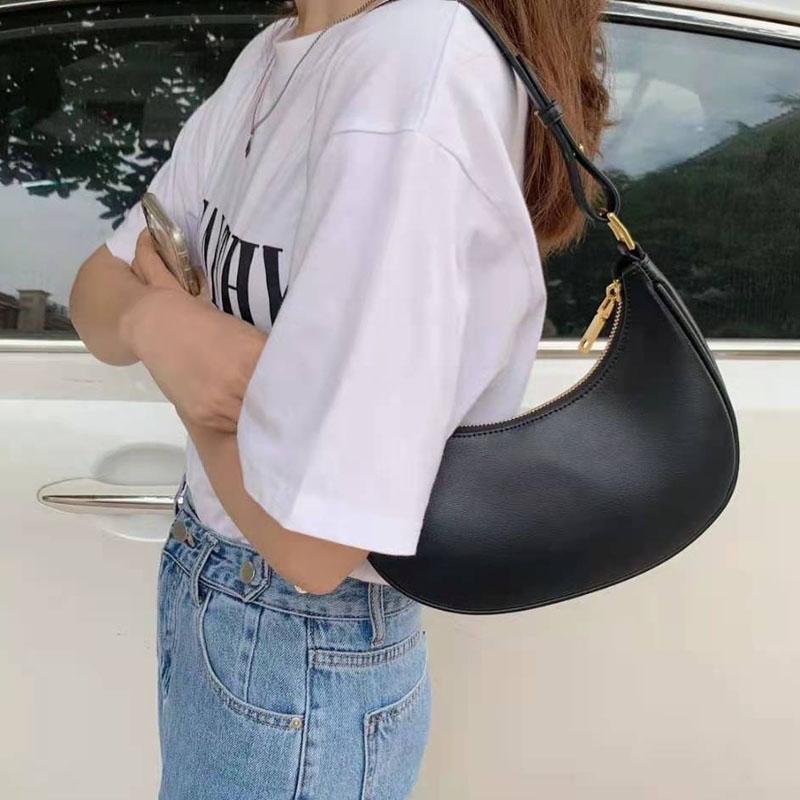 Stylish Crescent Shoulder Bag For Women - Black