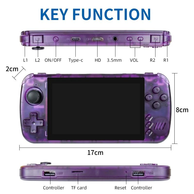 Retro Handheld Game Console - 4.5 Inch Screen - Quad-Core - 32G - Hd Tv Out - Purple Transparent - 32G