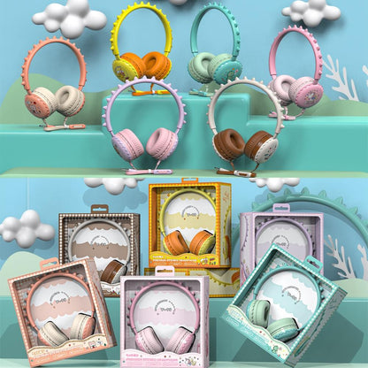 Cartoon Stereo Headphones With Mic Y19 - Cute Dinosaur