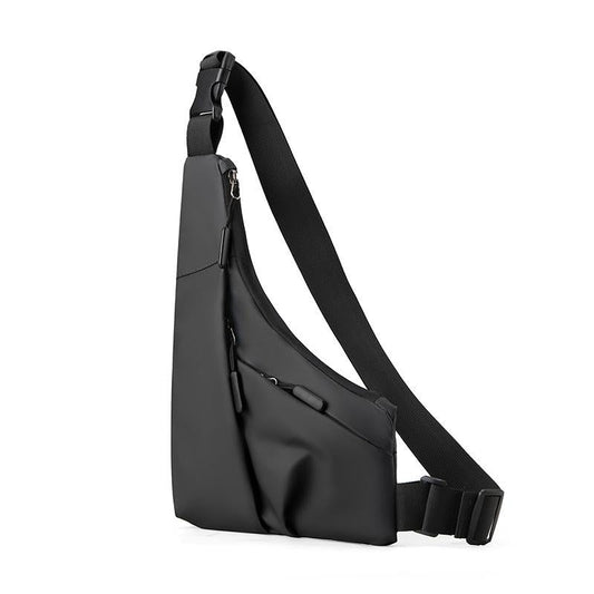 Leather Anti Theft Triangle Bag Secure Crossbody Chest Bag - Black