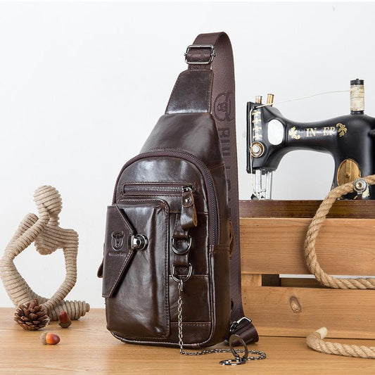 Large Capacity Waterproof Chest Bag With Phone Holder - Coffee