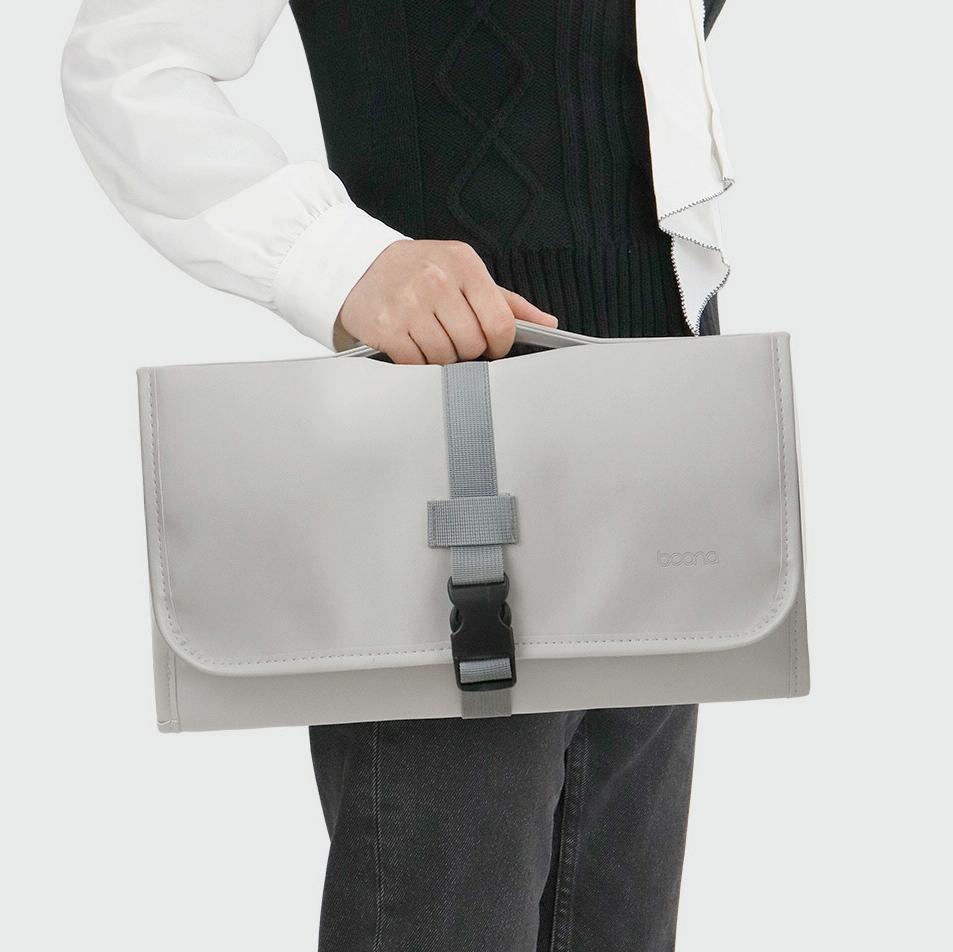 Portable Storage Bag For Dyson Hair Curler - Pu Leather - Grey