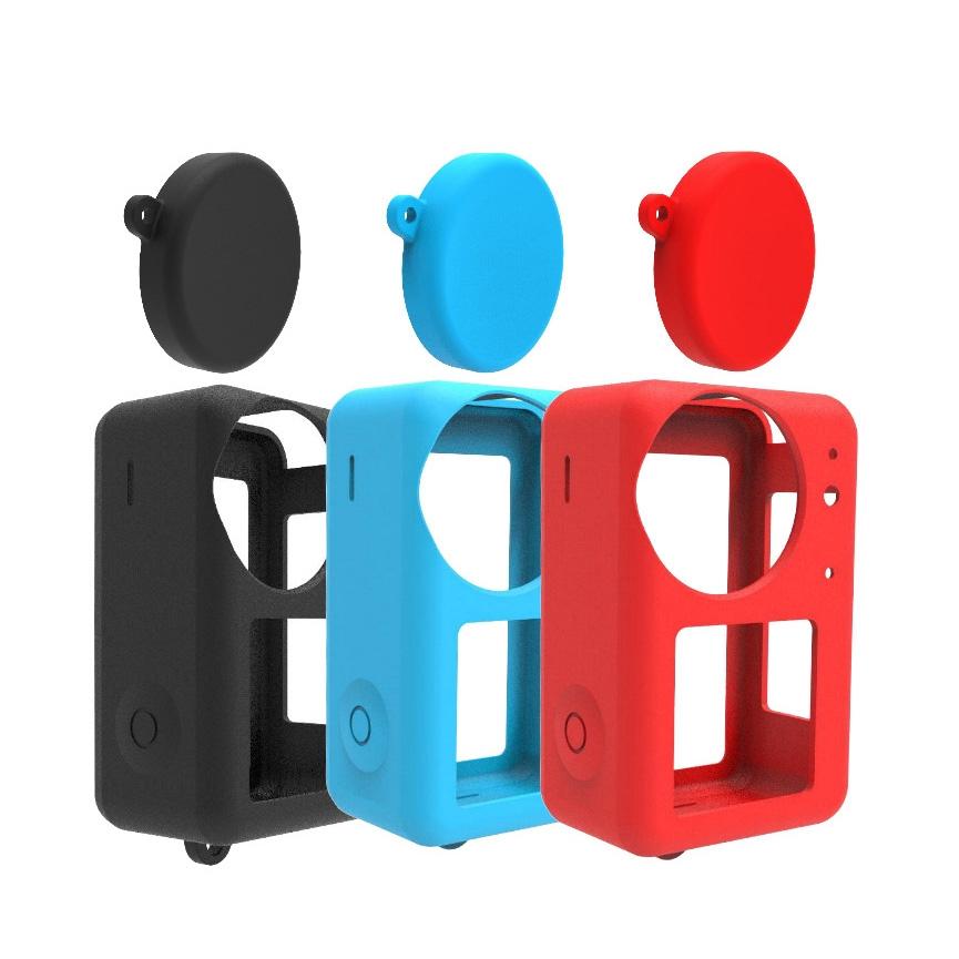 Protective Silicone Case with Lens Cap for Dji Action 3 - Red