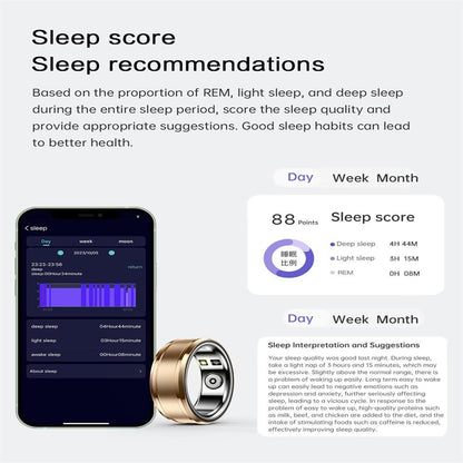 Smart Ring With Heart Rate Blood Oxygen & Sleep Monitoring - Size 18 - Purple