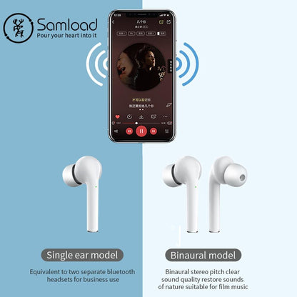 Waterproof Wireless Bluetooth Earbuds with Led Display and Hifi Sound - White