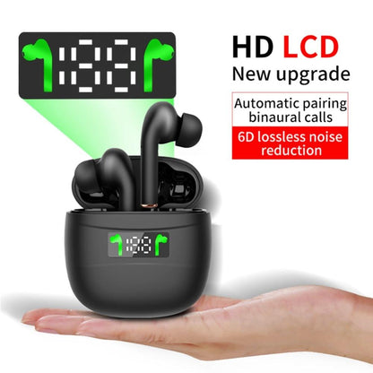 Waterproof Wireless Bluetooth Earbuds with Led Display and Hifi Sound - White