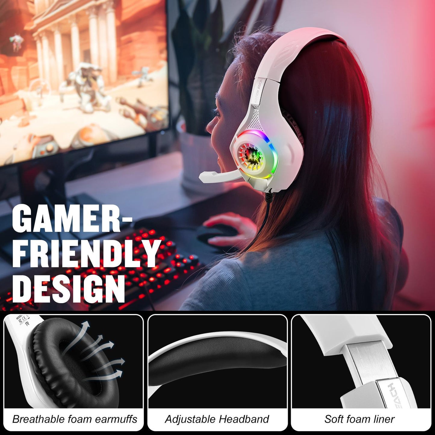 Omni Mic Noise Reduction Headset 1.9M Length - White