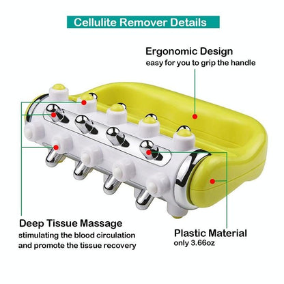 Curved Handheld Roller Massager 5 Rows Soothing Relief - Green