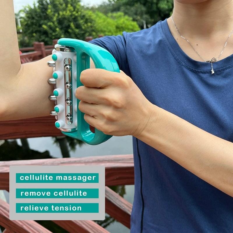 Curved Handheld Roller Massager 5 Rows Soothing Relief - Green