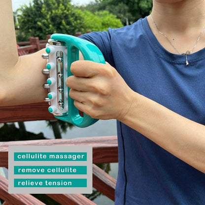 Curved Handheld Roller Massager 5 Rows Soothing Relief - Green