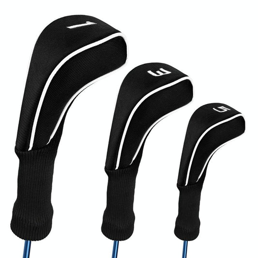 3-In-1 Golf Club Cover Set - No.1 No.3 No.5 - Black