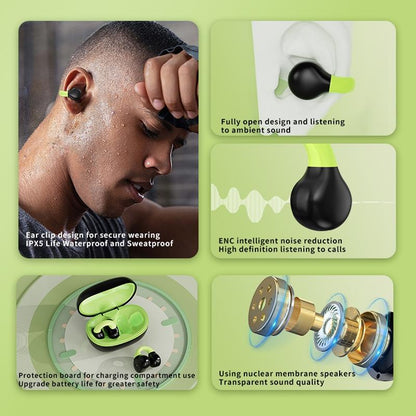 Wireless Clip-on Earphones with Charging Case - White + Gray