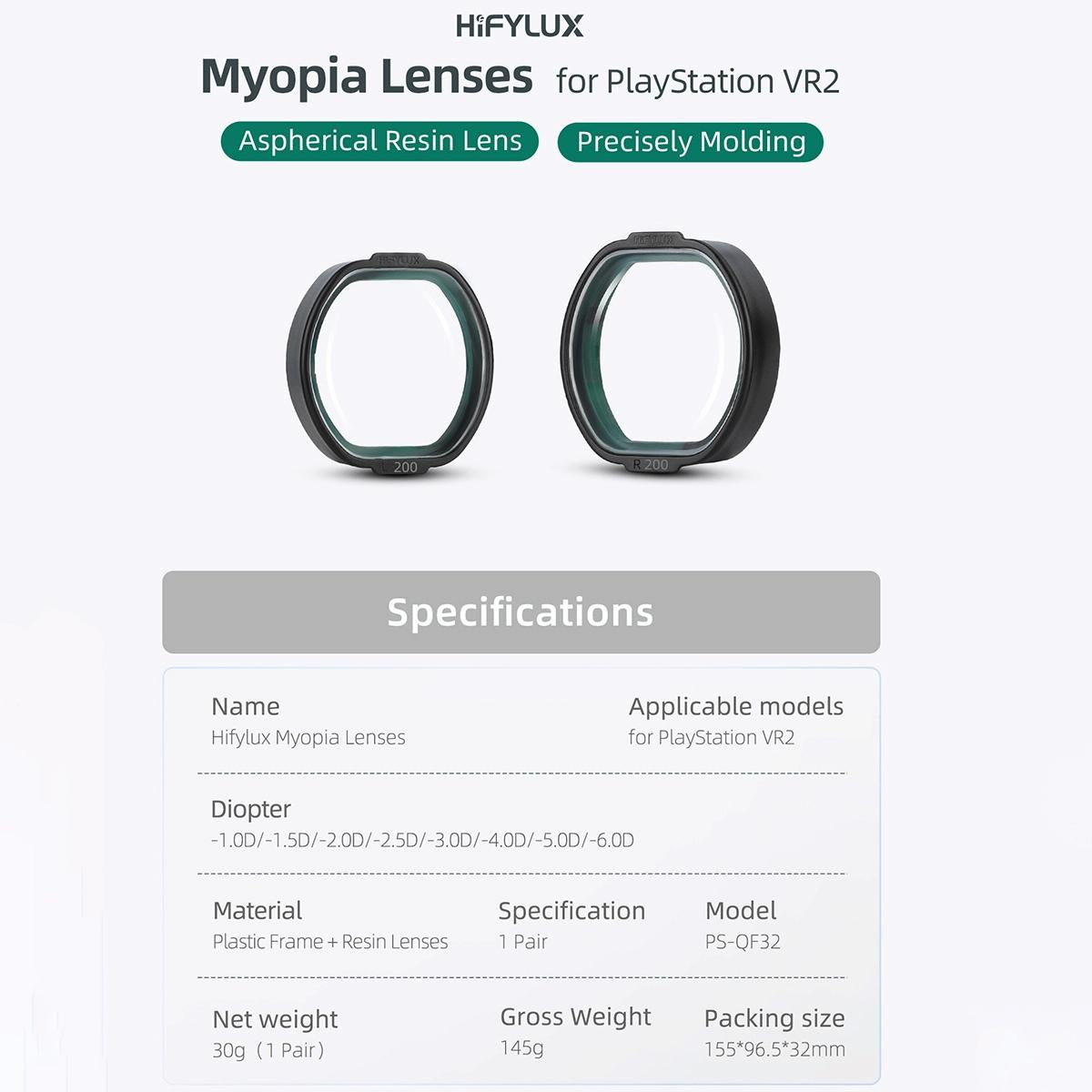 Vr2 Hifylux Myopia Glasses For Playstation - Enhance Your Gaming Experience - -1.5D