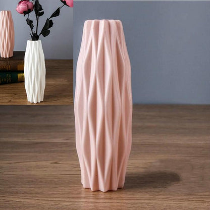 Set Of 3 Creative Plastic Camellia Vases For Wet And Dry Decor - Pink