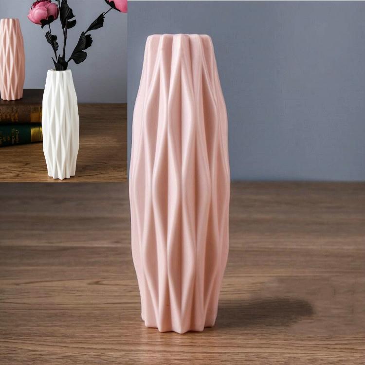 Set Of 3 Creative Plastic Camellia Vases For Wet And Dry Decor - Pink