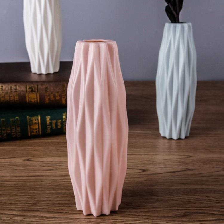 Set Of 3 Creative Plastic Camellia Vases For Wet And Dry Decor - Pink