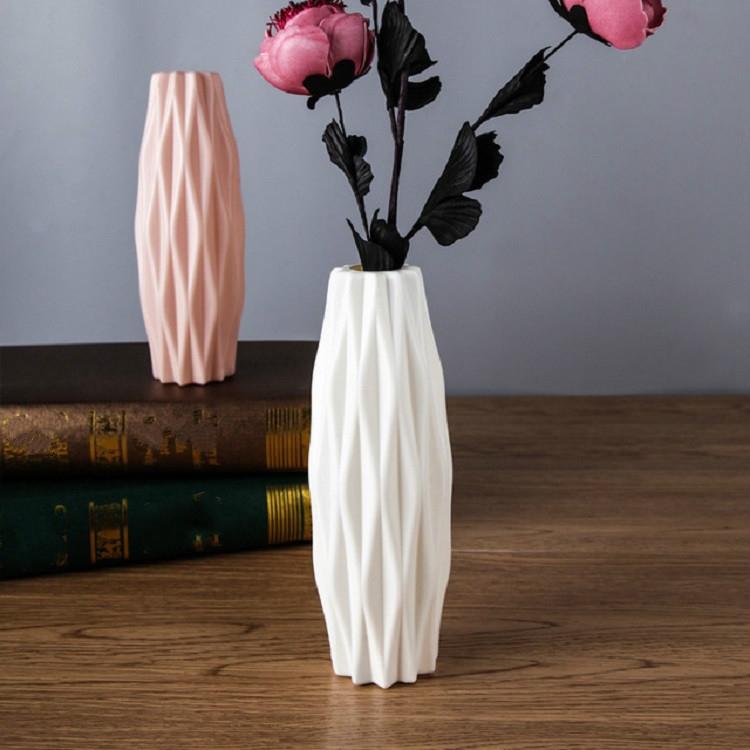 Set Of 3 Creative Plastic Camellia Vases For Wet And Dry Decor - Pink