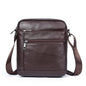 Men Cowhide Leather Crossbody Bag Vertical Shoulder Business Bag Coffee