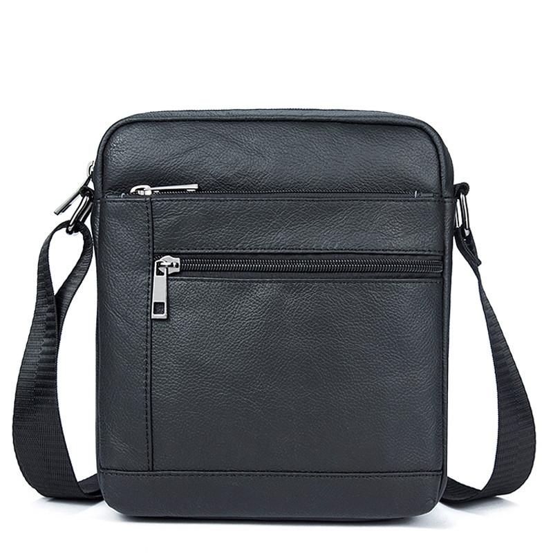 Men Cowhide Leather Crossbody Bag Vertical Shoulder Business Bag Coffee