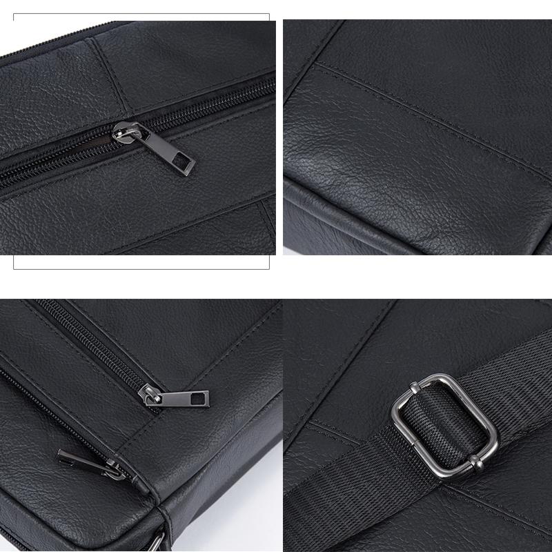 Men Cowhide Leather Crossbody Bag Vertical Shoulder Business Bag Coffee