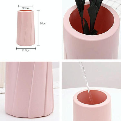 Creative Plastic Vase For Modern Decor - Simple Design - Pink