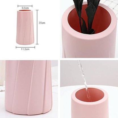 Creative Plastic Vase For Modern Decor - Simple Design - Pink