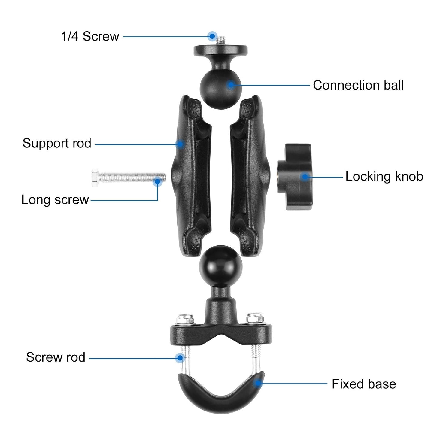 Motorcycle Handlebar Fixed Mount U Bolt Base Holder For Gopro And Other Action Cameras