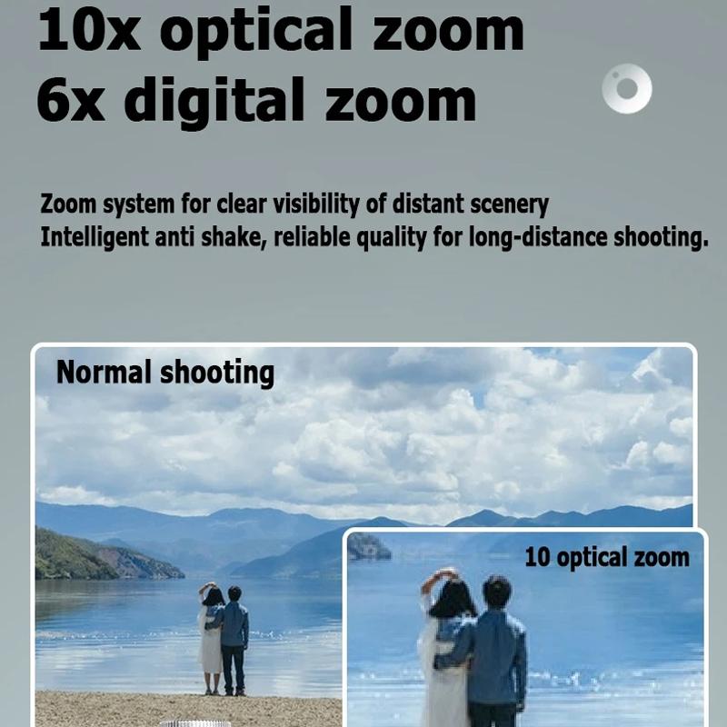 4K Hd Optical Zoom Digital Camera 60Mp Dual Screen Selfie Camera No Memory - White