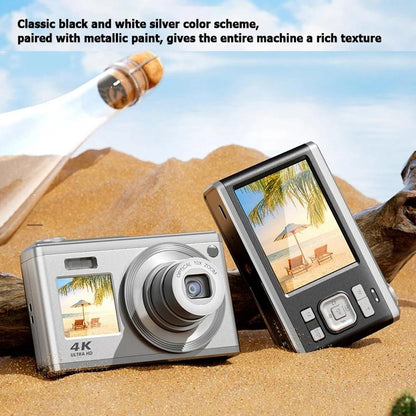 4K Hd Optical Zoom Digital Camera 60Mp Dual Screen Selfie Camera No Memory - White