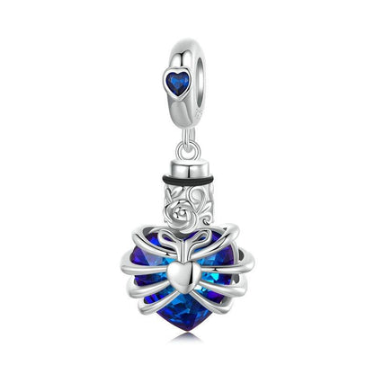 925 Sterling Silver Heart Pendant With Beaded Detail - Red