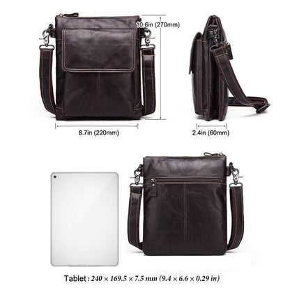 Retro Leather Crossbody Backpack For Men - Yellow Brown