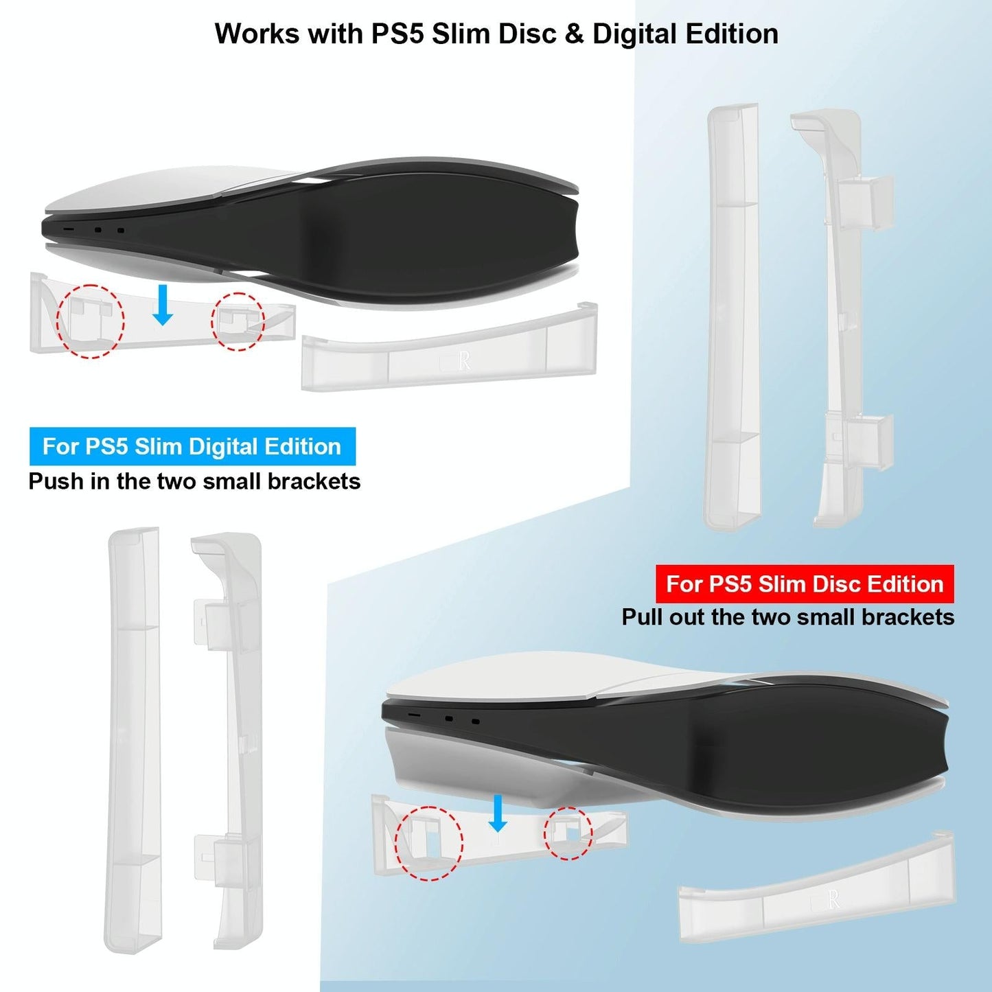 Universal Horizontal Stand For Ps5 Slim - Digital / Optical Drive Version - White