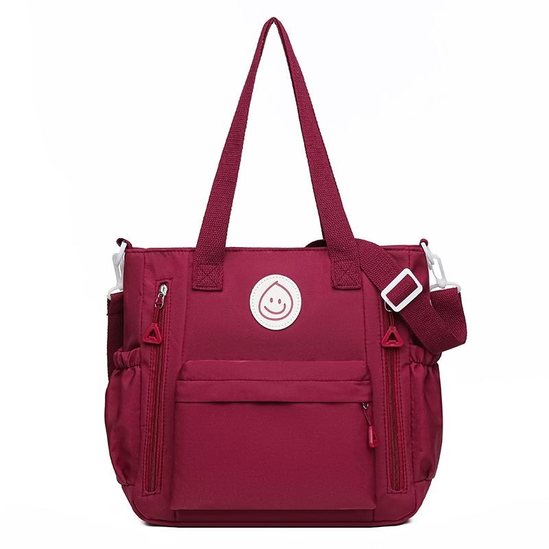 Versatile Contrast Shoulder Bag For Students - Red