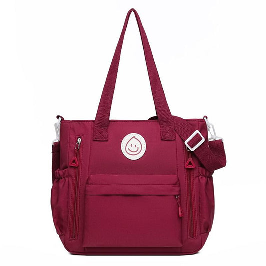 Versatile Contrast Shoulder Bag For Students - Red