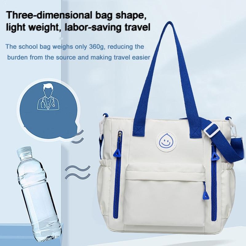 Versatile Contrast Shoulder Bag For Students - Red