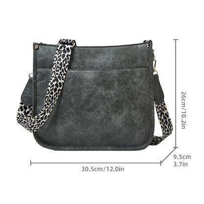 Leopard Print Waterproof Crossbody Tote Bag - Brown