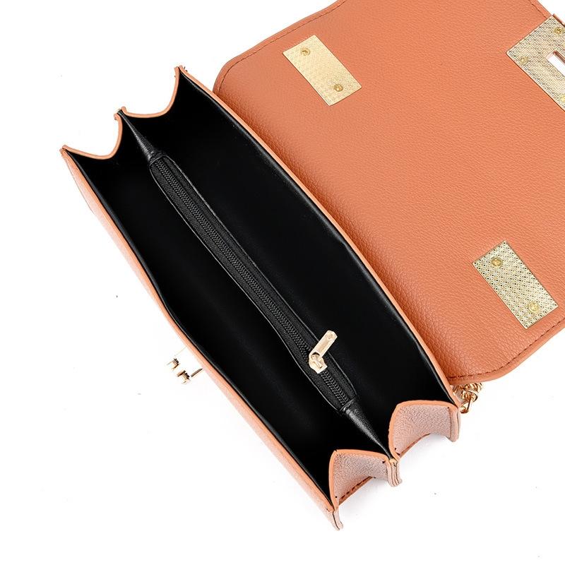 Small Square Flap Lock Crossbody Bag For Women - Brown