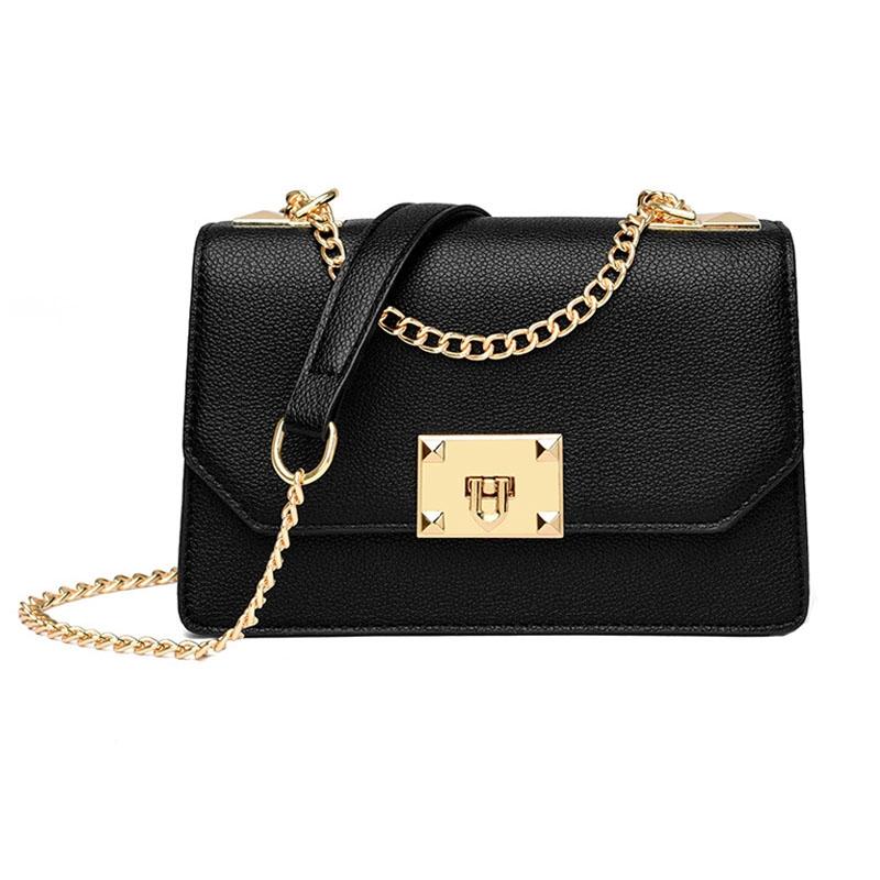 Small Square Flap Lock Crossbody Bag For Women - Brown