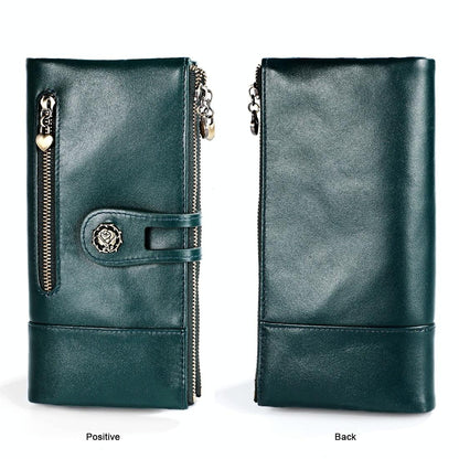 Vintage Rfid Leather Wallet with Card Slots for Women - Blue
