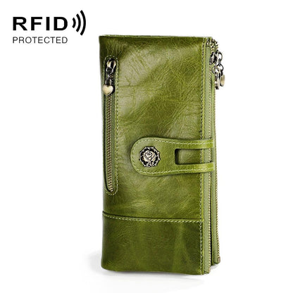 Vintage Rfid Leather Wallet with Card Slots for Women - Blue