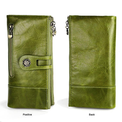 Vintage Rfid Leather Wallet with Card Slots for Women - Blue