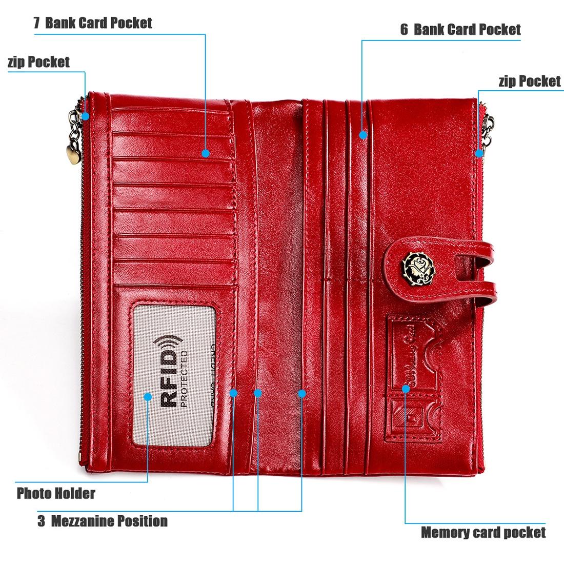 Vintage Rfid Leather Wallet with Card Slots for Women - Blue