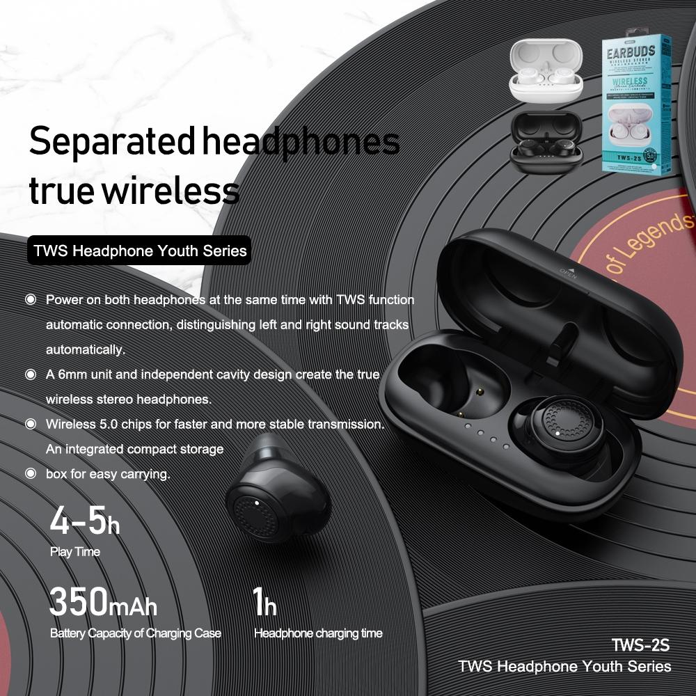 True Wireless Bluetooth Earphones with Charging Box - 5.0 - White