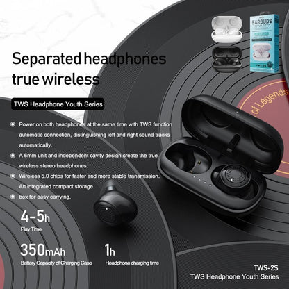 True Wireless Bluetooth Earphones with Charging Box - 5.0 - White